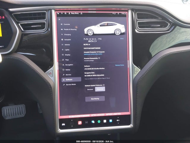 46090559 :رقم المزاد ، 5YJSA1H26FF085969 vin ، 2015 Tesla Model S 70d/85d/p85d مزاد بيع