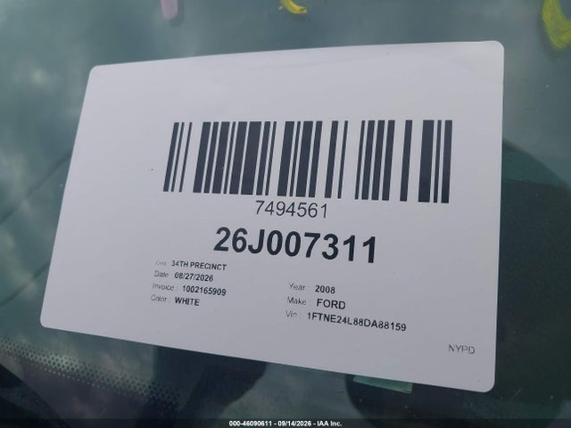 Продаж на аукціоні авто 2008 Ford E-250 Commercial/recreational, vin: 1FTNE24L88DA88159, номер лоту: 46090611