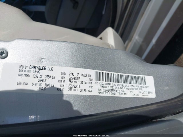 46090617 :رقم المزاد ، 2D8HN54199R564559 vin ، 2009 Dodge Grand Caravan Sxt مزاد بيع