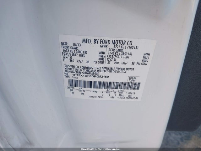 Aukcja sprzedaży 2013 Ford F-150 Xlt, vin: 1FTFX1CF6DKG52160, numer aukcji: 46090622