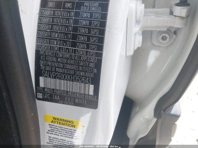 Aukcja sprzedaży 2019 Land Rover Range Rover Evoque Se/se Premium, vin: SALVP2RXXKH352643, numer aukcji: 46090657