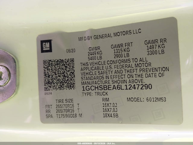 1GCHSBEA6L1247290 Chevrolet Colorado 2wd Long Box Wt