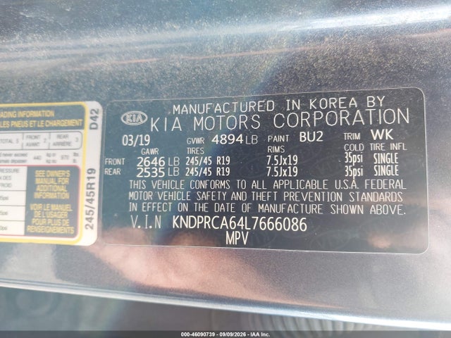 Aukcja sprzedaży 2020 Kia Sportage Sx Turbo, vin: KNDPRCA64L7666086, numer aukcji: 46090739