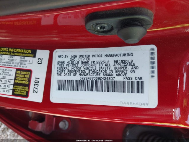46090740 :رقم المزاد ، 5Y2SR67059Z424807 vin ، 2009 Pontiac Vibe Gt مزاد بيع