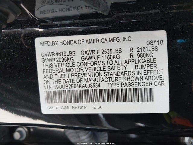 Продажа на аукционе авто 2019 Acura Tlx Tech   A-spec Pkgs, vin: 19UUB2F64KA003534, номер лота: 46090784