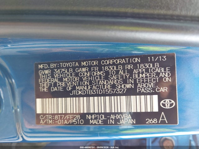 Продажа на аукционе авто 2013 Toyota Prius C Two, vin: JTDKDTB31D1557327, номер лота: 46090791