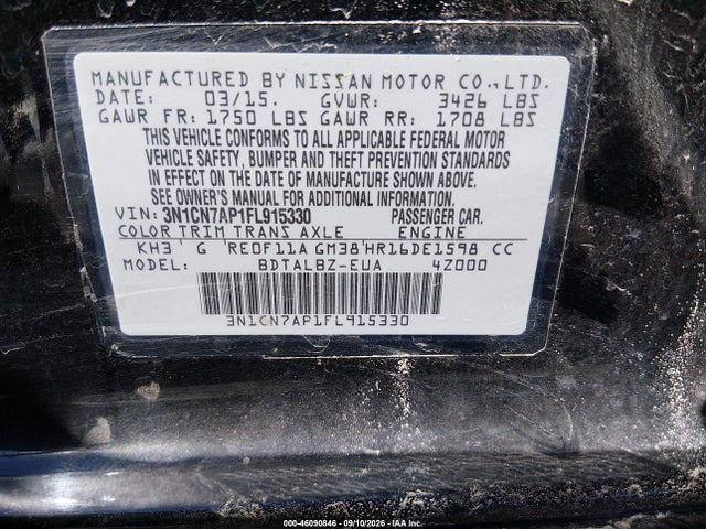 3N1CN7AP1FL915330 Nissan Versa 1.6 Sv