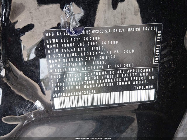 46090858 :رقم المزاد ، 3VV8B7AX4RM034228 vin ، 2024 Volkswagen Tiguan 2.0t Se R-line Black مزاد بيع