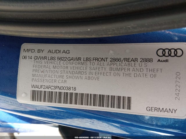 Продажа на аукционе авто 2015 Audi S6 4.0t, vin: WAUF2AFC3FN003818, номер лота: 46090866