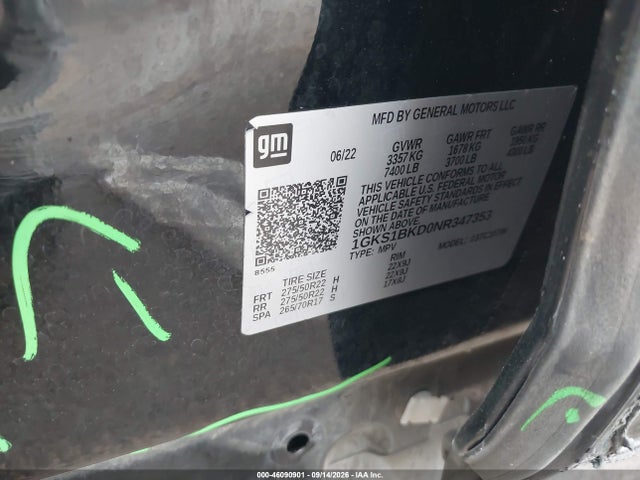 1GKS1BKD0NR347353 GMC Yukon 2wd Slt