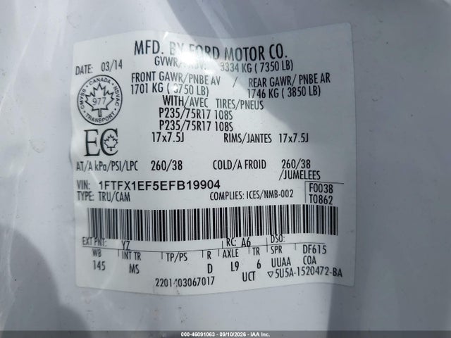 Ford F-150 Xlt 2014 1FTFX1EF5EFB19904 Image 9