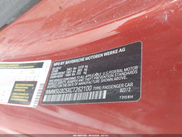 Aukcja sprzedaży 2012 Mini Cooper, vin: WMWSU3C5XCT262100, numer aukcji: 46091085