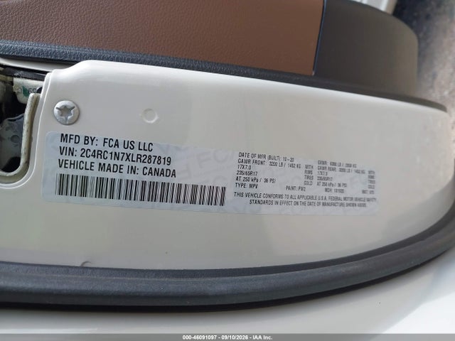2020 Chrysler Pacifica Hybrid Limited მანქანა იყიდება აუქციონზე, vin: 2C4RC1N7XLR287819, აუქციონის ნომერი: 46091097