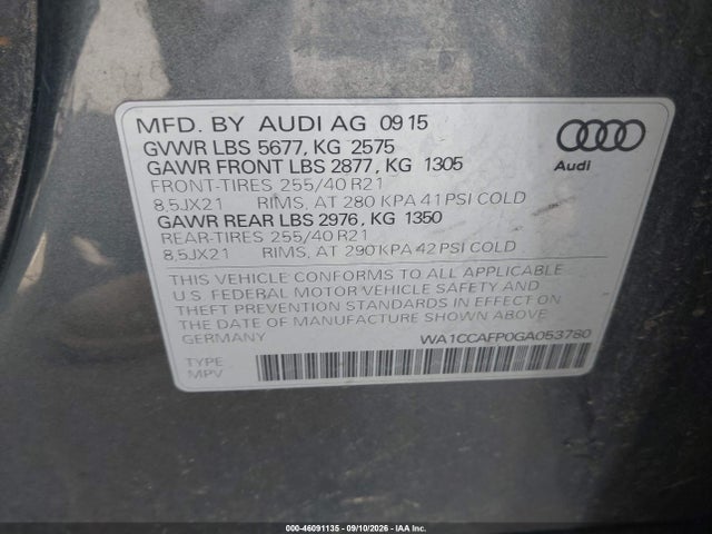 WA1CCAFP0GA053780 Audi Sq5 3.0t Premium Plus