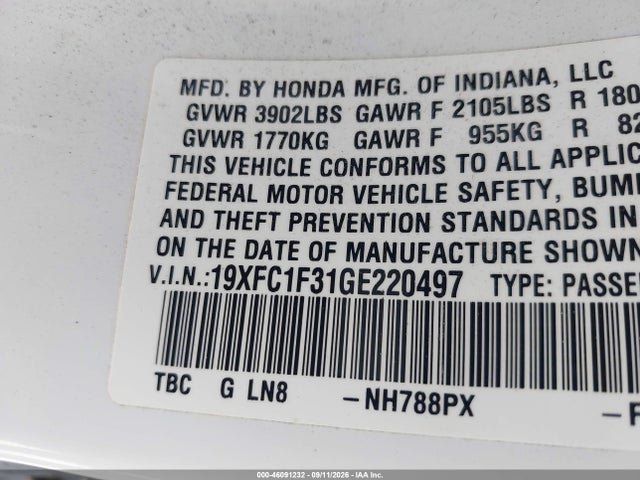 Honda Civic Ex-t 2016 19XFC1F31GE220497 Image 9