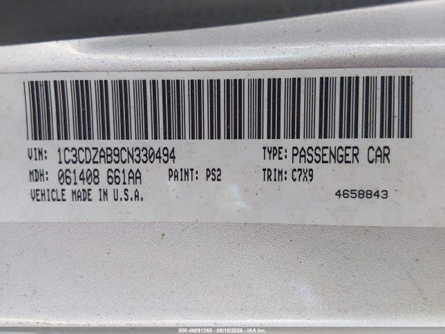 2012 Dodge Avenger Se მანქანა იყიდება აუქციონზე, vin: 1C3CDZAB9CN330494, აუქციონის ნომერი: 46091268