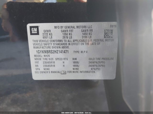Продаж на аукціоні авто 2017 Cadillac Xt5 Luxury, vin: 1GYKNBRS2HZ141471, номер лоту: 46091289