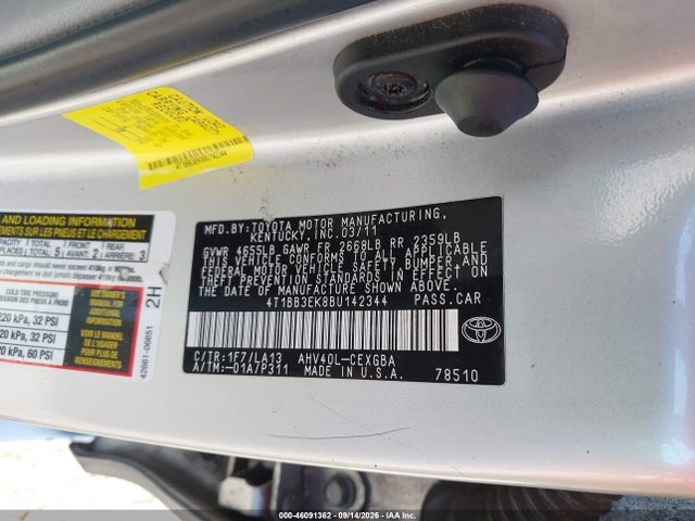 46091362 :رقم المزاد ، 4T1BB3EK8BU142344 vin ، 2011 Toyota Camry Hybrid مزاد بيع