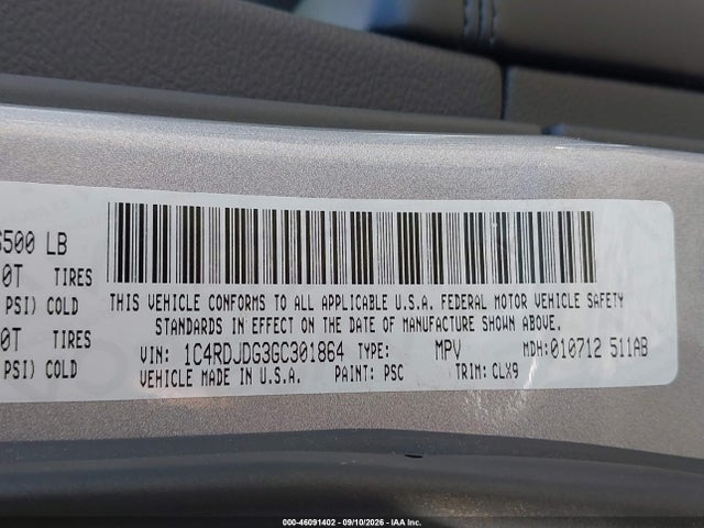 46091402 :رقم المزاد ، 1C4RDJDG3GC301864 vin ، 2016 Dodge Durango Limited مزاد بيع