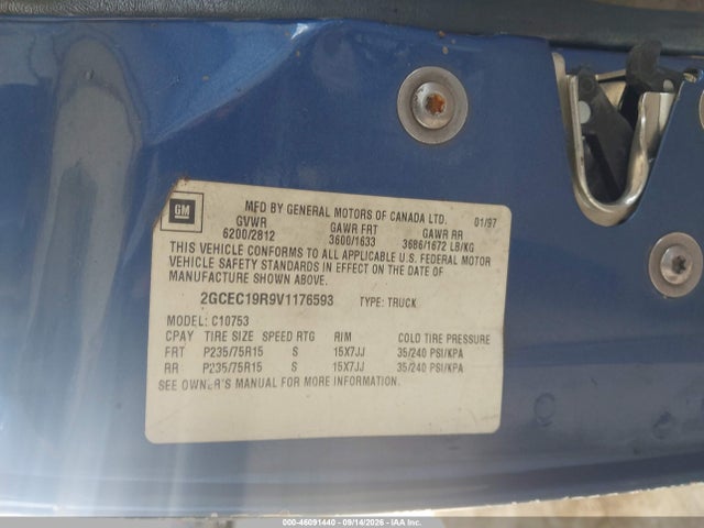 Продаж на аукціоні авто 1997 Chevrolet C1500 Fleetside, vin: 2GCEC19R9V1176593, номер лоту: 46091440