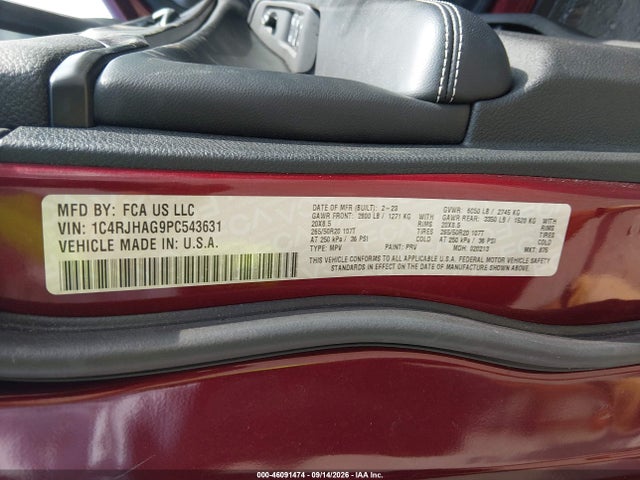 46091474 :رقم المزاد ، 1C4RJHAG9PC543631 vin ، 2023 Jeep Grand Cherokee Altitude 4x4 مزاد بيع