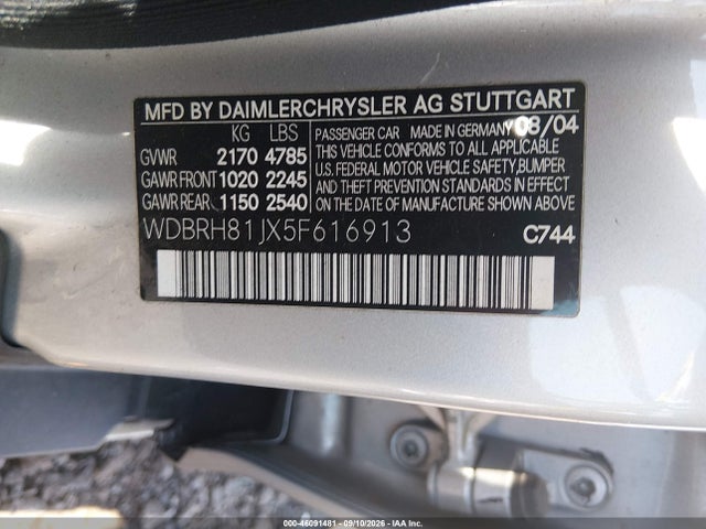 Aukcja sprzedaży 2005 Mercedes-benz C 240 Luxury 4matic, vin: WDBRH81JX5F616913, numer aukcji: 46091481