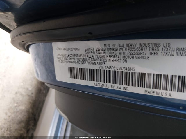 Aukcja sprzedaży 2009 Subaru Outback 2.5i, vin: 4S4BP61C297343845, numer aukcji: 46091496