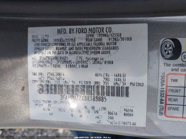 Продажа на аукционе авто 2008 Ford Fusion Se, vin: 3FAHP07ZX8R188885, номер лота: 46091526