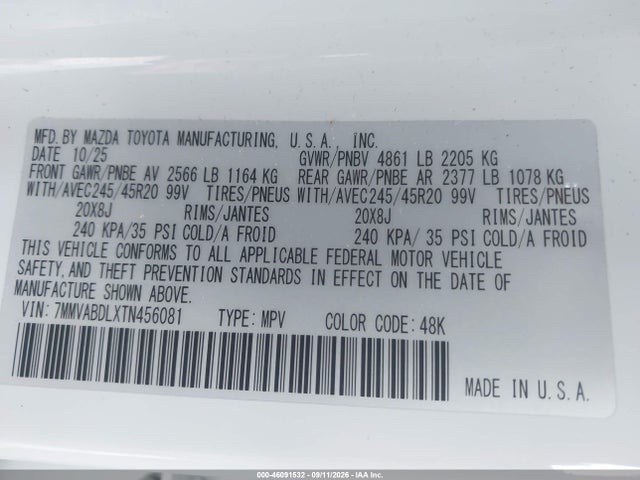 Aukcja sprzedaży 2026 Mazda Cx-50 2.5 S Premium, vin: 7MMVABDLXTN456081, numer aukcji: 46091532