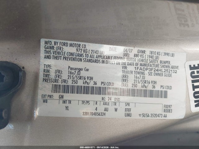 Ford FOCUS SE 2017 1FADP3F24HL252132 Image 9