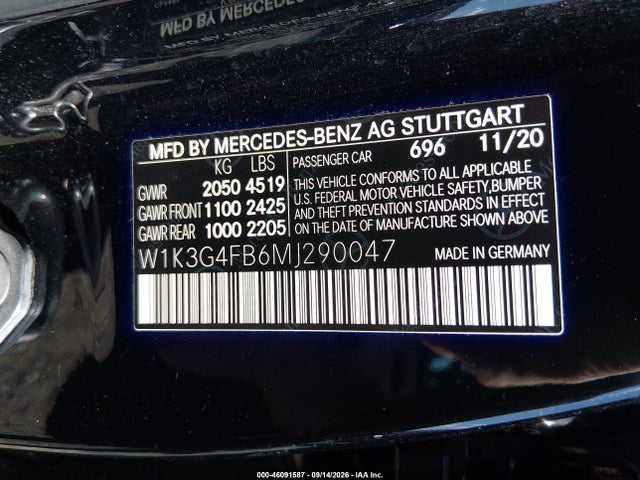 2021 Mercedes-benz A 220 4matic მანქანა იყიდება აუქციონზე, vin: W1K3G4FB6MJ290047, აუქციონის ნომერი: 46091587