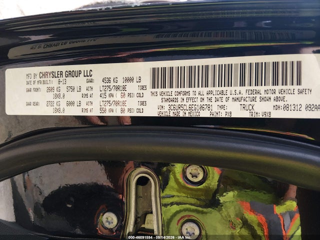 46091594 :رقم المزاد ، 3C6UR5CL6EG106781 vin ، 2014 Ram 2500 Tradesman مزاد بيع