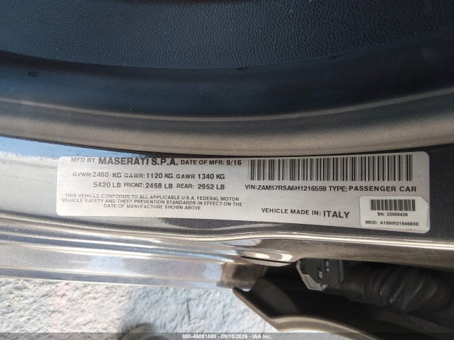 Maserati GHIBLI S 2017 ZAM57RSA6H1216559 Image 9