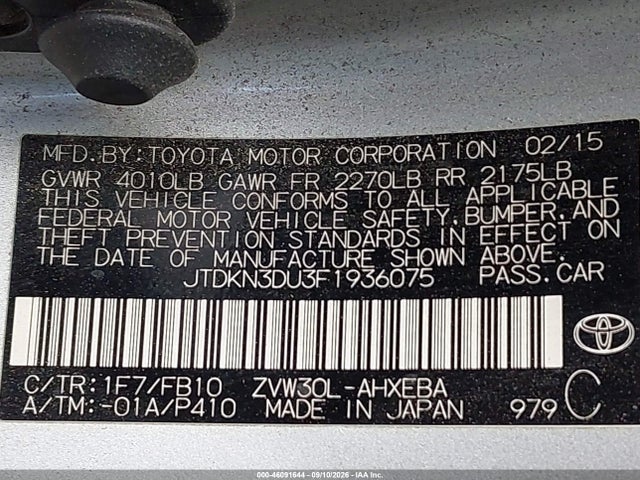 Продажа на аукционе авто 2015 Toyota Prius, vin: JTDKN3DU3F1936075, номер лота: 46091644