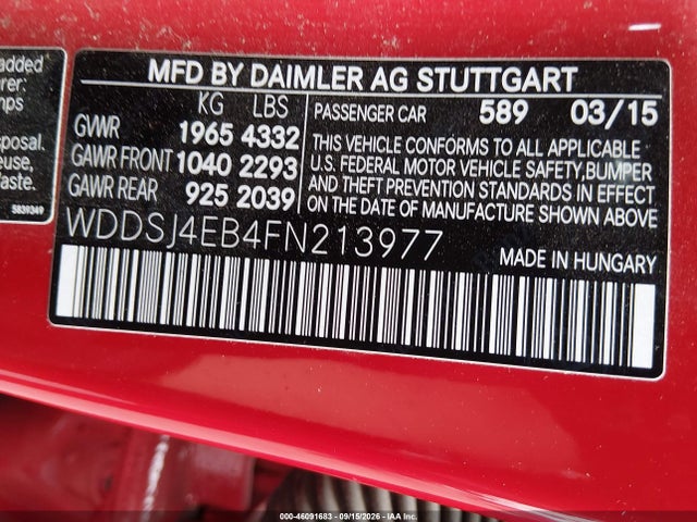 Mercedes-Benz CLA 250 2015 WDDSJ4EB4FN213977 Image 9