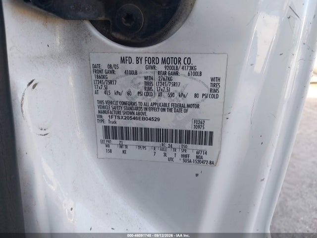 Aukcja sprzedaży 2006 Ford F-250 Lariat/xl/xlt, vin: 1FTSX20546EB04529, numer aukcji: 46091748