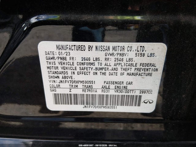 2023 Infiniti Q50 Red Sport 400 Awd მანქანა იყიდება აუქციონზე, vin: JN1FV7DRXPM590551, აუქციონის ნომერი: 46091887