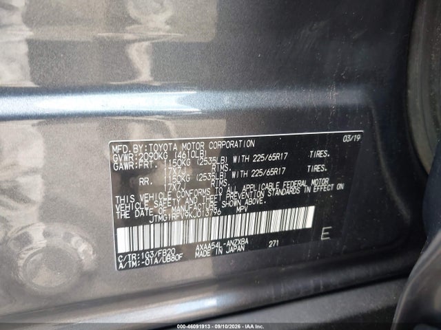 46091913 :رقم المزاد ، JTMG1RFV9KJ013796 vin ، 2019 Toyota Rav4 Le مزاد بيع