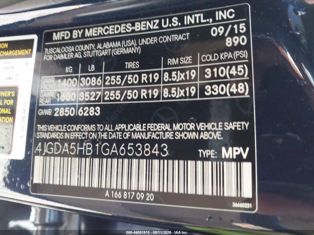 Продажа на аукционе авто 2016 Mercedes-benz Gle 350 4matic, vin: 4JGDA5HB1GA653843, номер лота: 46091915