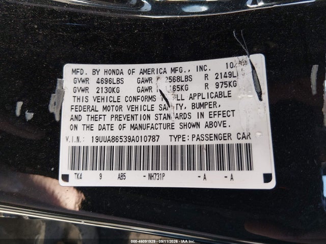 Продаж на аукціоні авто 2009 Acura Tl 3.5, vin: 19UUA86539A010787, номер лоту: 46091929