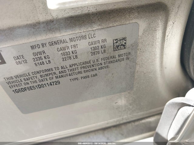 2013 Cadillac Cts Luxury მანქანა იყიდება აუქციონზე, vin: 1G6DF8E51D0114729, აუქციონის ნომერი: 46092013