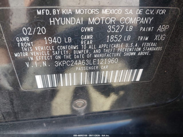 Hyundai ACCENT SE 2020 3KPC24A63LE121960 Image 9