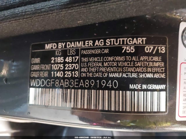 46092149 :رقم المزاد ، WDDGF8AB3EA891940 vin ، 2014 Mercedes-benz C 300 Sport 4matic مزاد بيع