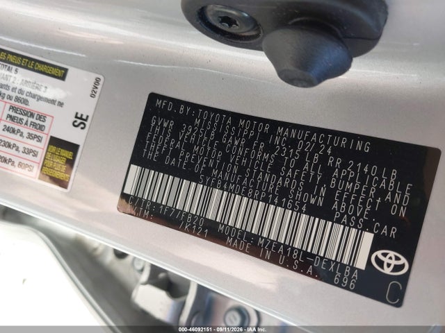 46092151 :رقم المزاد ، 5YFB4MDE8RP141654 vin ، 2024 Toyota Corolla Le مزاد بيع