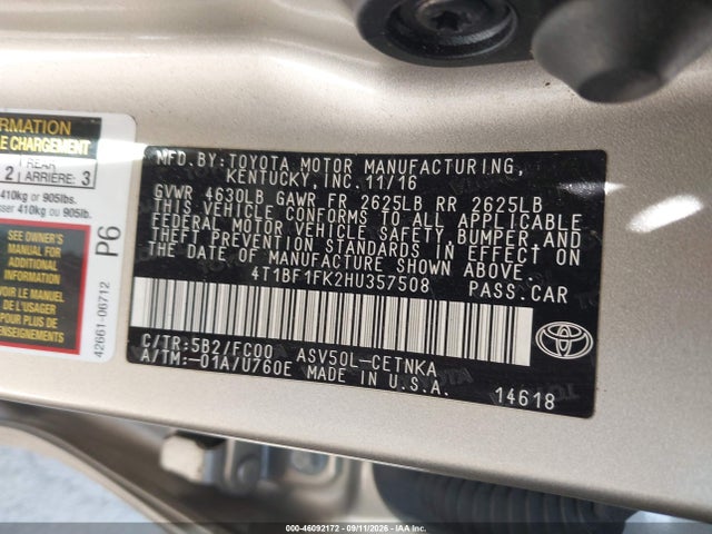 Toyota CAMRY LE 2017 4T1BF1FK2HU357508 Image 9