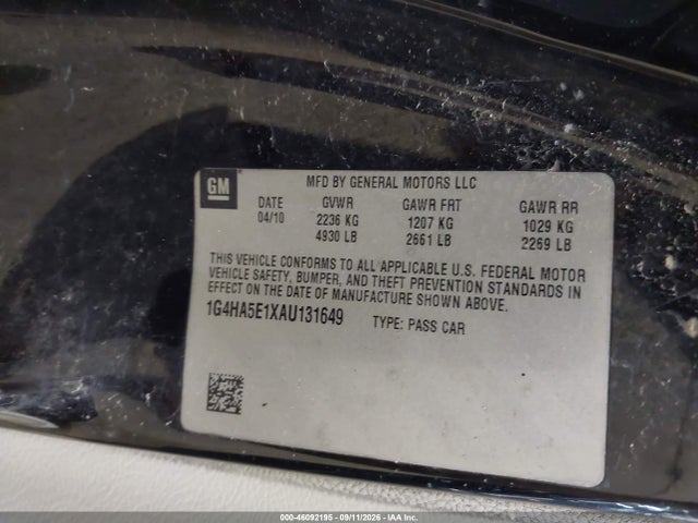 2010 Buick Lucerne Cx მანქანა იყიდება აუქციონზე, vin: 1G4HA5E1XAU131649, აუქციონის ნომერი: 46092195