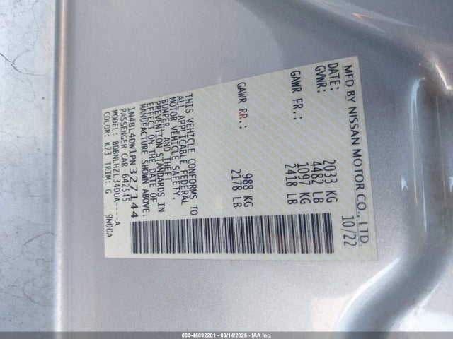 Aukcja sprzedaży 2023 Nissan Altima Sv Intelligent Awd, vin: 1N4BL4DW1PN327144, numer aukcji: 46092201