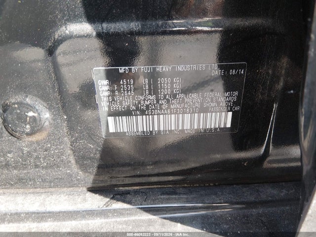 Aukcja sprzedaży 2015 Subaru Legacy 2.5i, vin: 4S3BNAA61F3018310, numer aukcji: 46092223