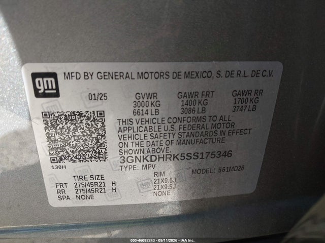 Продаж на аукціоні авто 2025 Chevrolet Blazer Ev Rs Rwd, vin: 3GNKDHRK5SS175346, номер лоту: 46092243