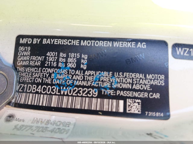 WZ1DB4C03LW023239 Toyota Gr Supra 3.0